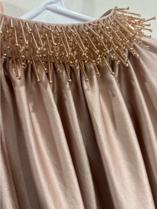 Trina Turk Champagne Satin Beaded High-Neck Mini Dress - Picture 3 of 10